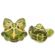 Kralen van acryl bow with christmas bells Olive green-gold