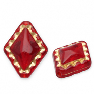 Kralen van acryl rhombus Red-gold