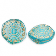 Kralen van acryl disc irregular Teal blue-gold