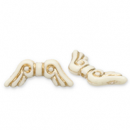 Kralen van acryl angel wings Off white-gold