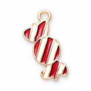 Metaal bedels candy Red-white-gold