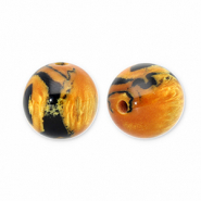 Kralen van resin met glitter 14mm Burnt orange-gold-black