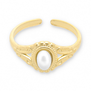 Ringen van Stainless steel Roestvrij staal (RVS) parel Gold-white