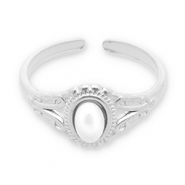 Ringen van Stainless steel Roestvrij staal (RVS) parels Silver-white