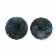 6 mm kralen van acryl met glitter Black-turquoise
