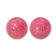 8 mm kralen van acryl met glitter Cherry pink-silver