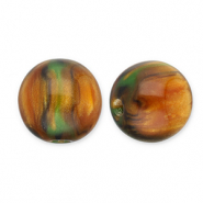 Kralen van resin met glitter 12mm Burnt orange-gold-green