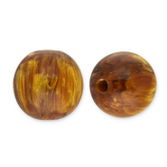 Kralen van resin met glitter 14mm Topaz brown-gold