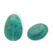 Kralen van acryl egg-shaped Teal green-white