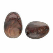 Kralen van acryl egg-shaped Brown-white