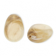 Kralen van acryl egg-shaped Beige brown-white