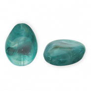 Kralen van acryl drop Teal green-white