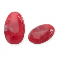 Kralen van acryl oblong oval Red-white