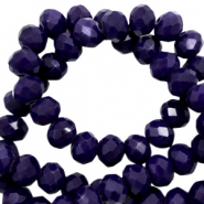 Facet kralen top quality disc 4x3 mm Princess blue-pearl shine coating