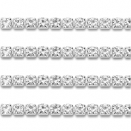 Strass chain van Stainless steel Roestvrij staal (RVS) 4mm Silver-crystal