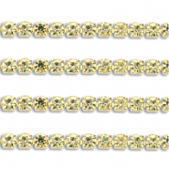 Strass chain van Stainless steel Roestvrij staal (RVS) 3mm Gold-champagne