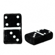 Glas kralen domino steen Black-white