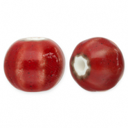 Keramiek kraal met strepen 12mm Dark red