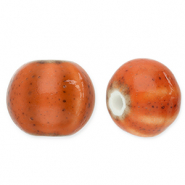 Keramiek kraal met strepen 12mm Dark orange