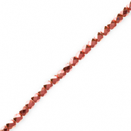Top facet kralen Metallic coral red