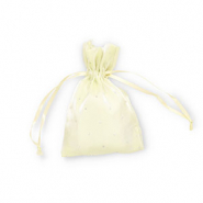 Satijnen sieradenzakje with strass Vanilla yellow-silver