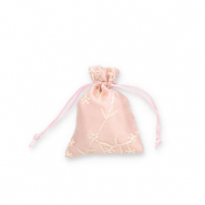 Organza sieradenzakje flower Vintage pink-off white