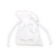 Organza sieradenzakje flower White