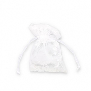 Organza sieradenzakje flower White