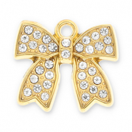 Bedels van Stainless steel Roestvrij staal (RVS) bow with strass Gold-transparent