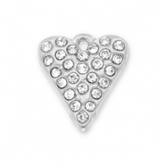 Bedels van Stainless steel Roestvrij staal (RVS) heart with strass Silver-transparent
