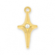 Bedels van Stainless steel Roestvrij staal (RVS) star with strass Gold-transparent