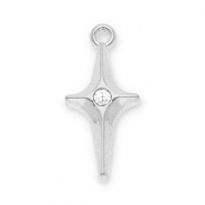 Bedels van Stainless steel Roestvrij staal (RVS) star with strass Silver-transparent