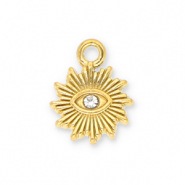 Bedels van Stainless steel Roestvrij staal (RVS) sun Eye of Providence with strass Gold-transparent