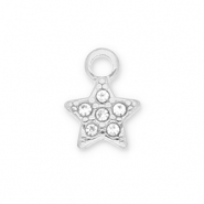 Bedels van Stainless steel Roestvrij staal (RVS) star with strass Silver-transparent
