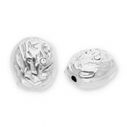 Kralen van Stainless steel Roestvrij staal (RVS) oval with strass Silver-transparent