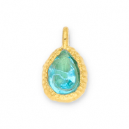 Bedels van Stainless steel Roestvrij staal (RVS) drop with facet Gold-blue