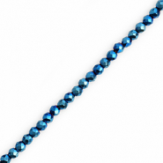 Facet kralen top quality round 3mm Metallic teal blue