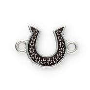 Metaal bedels DQ connector horseshoe Antiek zilver-dark brown (Nikkelvrij)