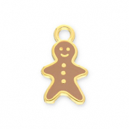 Metaal bedels DQ gingerbread man Goud-brown (Nikkelvrij)