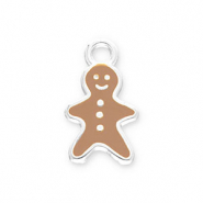 Metaal bedels DQ gingerbread man Antiek zilver-brown (Nikkelvrij)