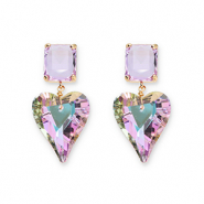 Crystal Glass oorbellen / oorstekers rectangle-heart Lavender-multicolor AB coating