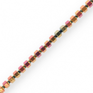 Kralen van hematite hexagon Pink-yellow-AB coating
