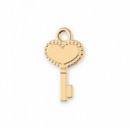 Metaal bedels key with heart Gold