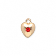 Metaal bedels heart with strass Gold-red