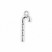 Metaal bedels candy cane Silver