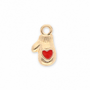 Metaal bedels glove Gold-red