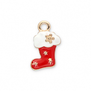 Metaal bedels christmas stocking Gold-red-white