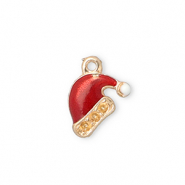 Metaal bedels santa hat Gold-red-white