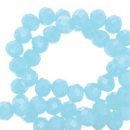 Facet kralen top quality disc 4x3 mm Light aqua blue-amber coating