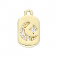 TQ metaal Brass bedels moon and star Gold-transparent